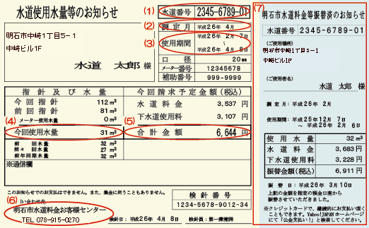 水道使用水量のお知らせ口座払